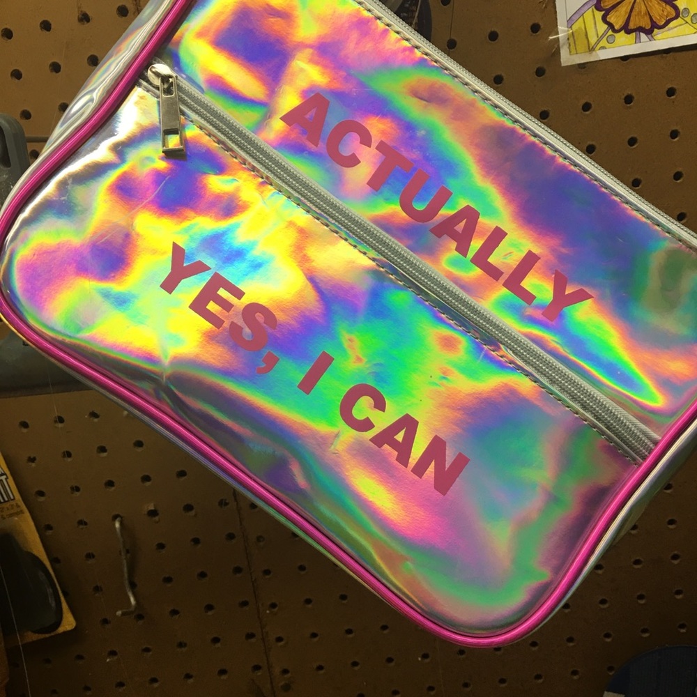 NWT holographic makeup/brush bag.